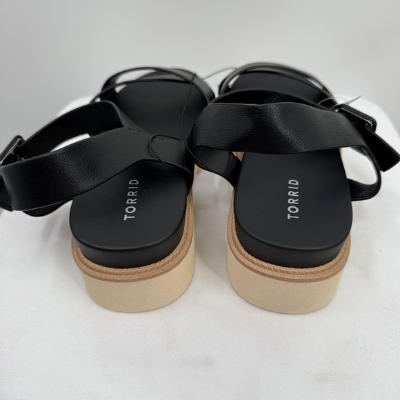Torrid Shoes Womens Size 12 WW Flatform Sandal Crisscross Wide Width Black - Picture 4 of 9